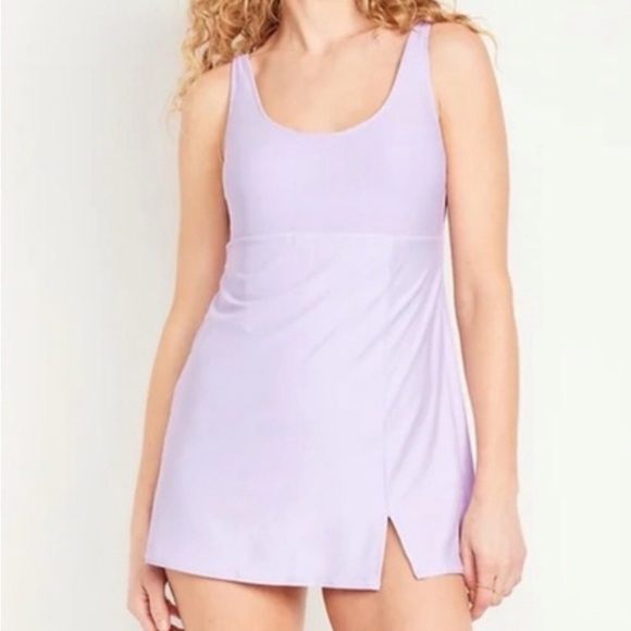 NWT Lavender Swim Dress M Year Round Swimming High Coverage Swimsuit One-Piece